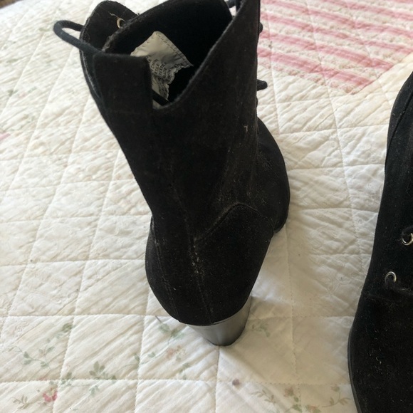 Justfab Black Lace-Up Boots with Chunky Heels, size 10- cute boots to dress up. - Picture 3 of 7